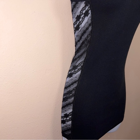 Small American Eagle Outfitters Black Lace Tank Top Stretch Fitted Goth - Picture 10 of 13